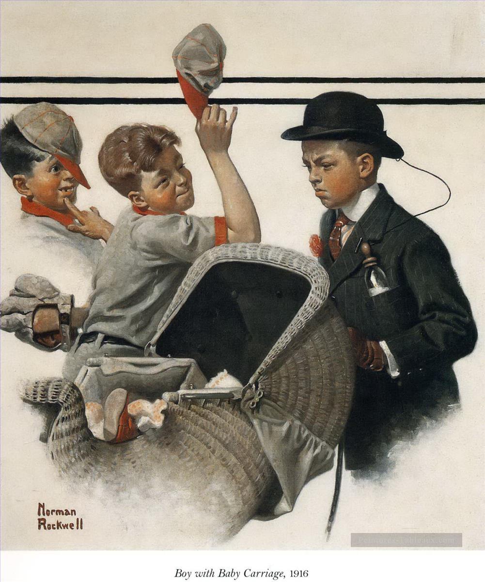 garçon avec un landau 1916 Norman Rockwell Peintures à l'huile